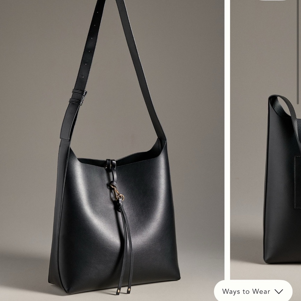 Anthropologie Elegant Black Leather Shoulder Bag